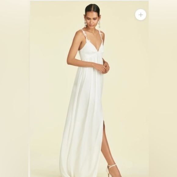 Sachin Babi Sabrina White Drape Chiffon Wedding Bridal Romantic Gown Womens 8 - Picture 3 of 12